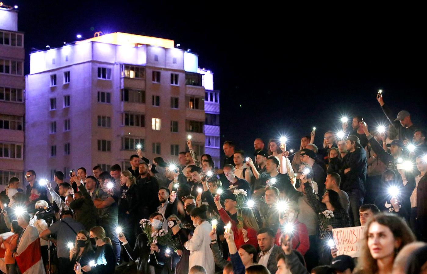 Protesty w Mińsku w czwartkowy wieczór