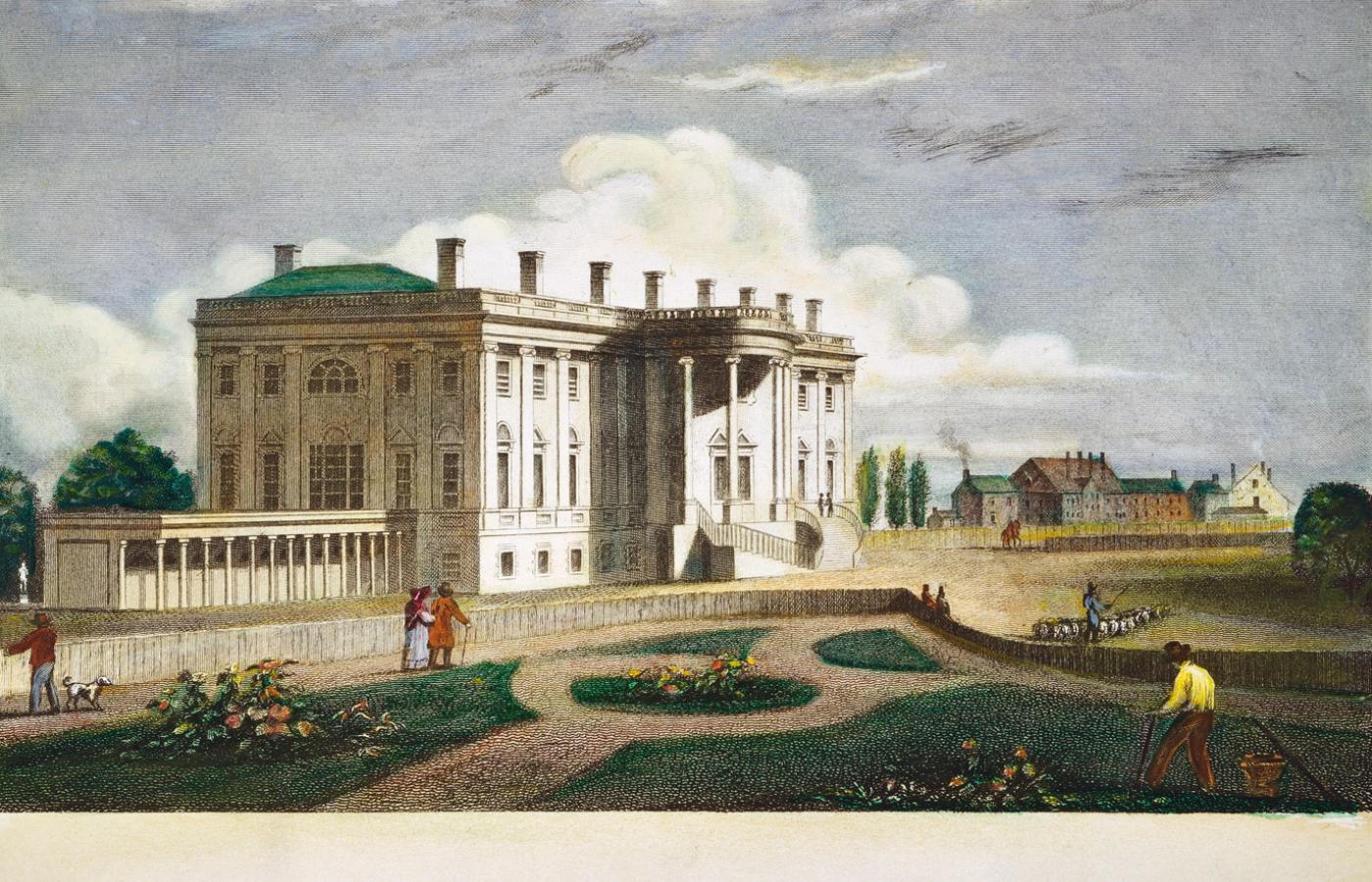 Biały Dom ok. 1830 r.; staloryt z epoki