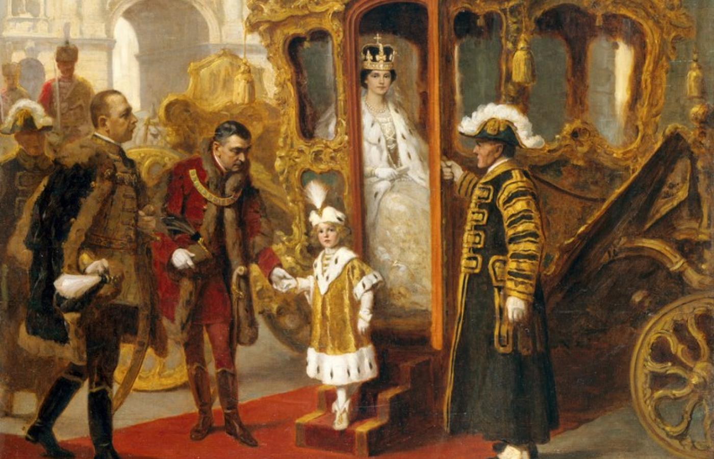 4-letni Otto von Habsburg podczas koronacji swoich rodziców na króla i królową Węgier w 1916 r.