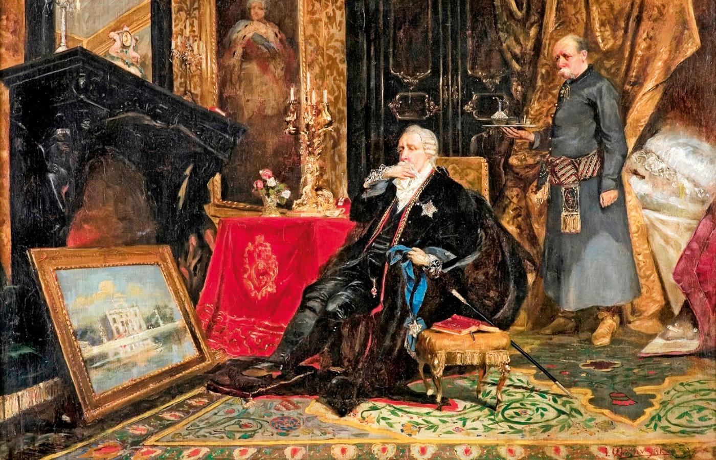 „Stanisław August Poniatowski na wygnaniu w Petersburgu”, obraz pędzla Jana Czesława Moniuszki z 1883 r.