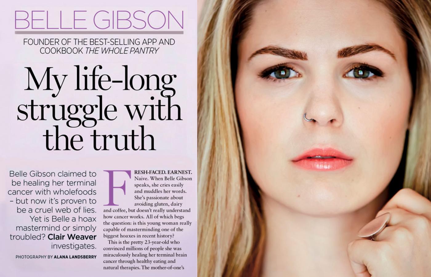 Magazyny najpierw zachwycały się Belle Gibson, a potem musiały drukować demaskujące ją teksty, jak ten z „The Australian Women's Weekly” pod tytułem „Moja walka z prawdą”.