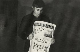 Warszawa, marzec 1968. Student podczas wydarzeń marcowych