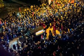 Uroczystości pogrzebowe prezydenta Gdańska Pawła Adamowicza, kondukt żałobny z budynku ECS do Bazyliki Mariackiej, 18 stycznia 2019 r.