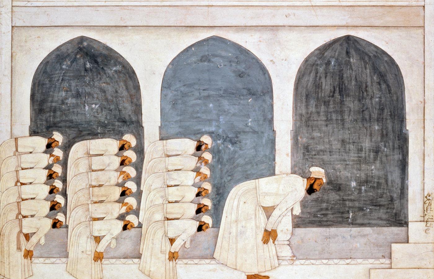 Piątkowe modły księcia mogolskiego (islamskich władców północnych Indii w XVI–XIX w.); miniatura z ok. 1720 r.