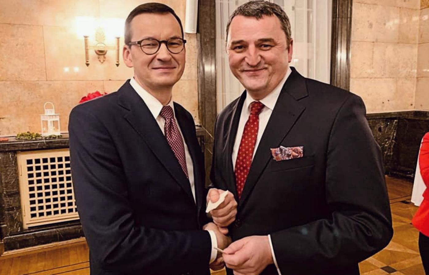 Marek Wesoły i premier Mateusz Morawiecki