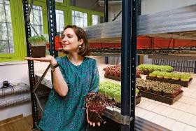 Matylda Szyrle, prezes start-upu Listny Cud, miejskiej farmy wertykalnej z jadalnymi roślinami: mikroliśćmi i ziołami.