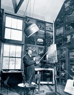 Jako malarz w domowym studiu, 1945 r.