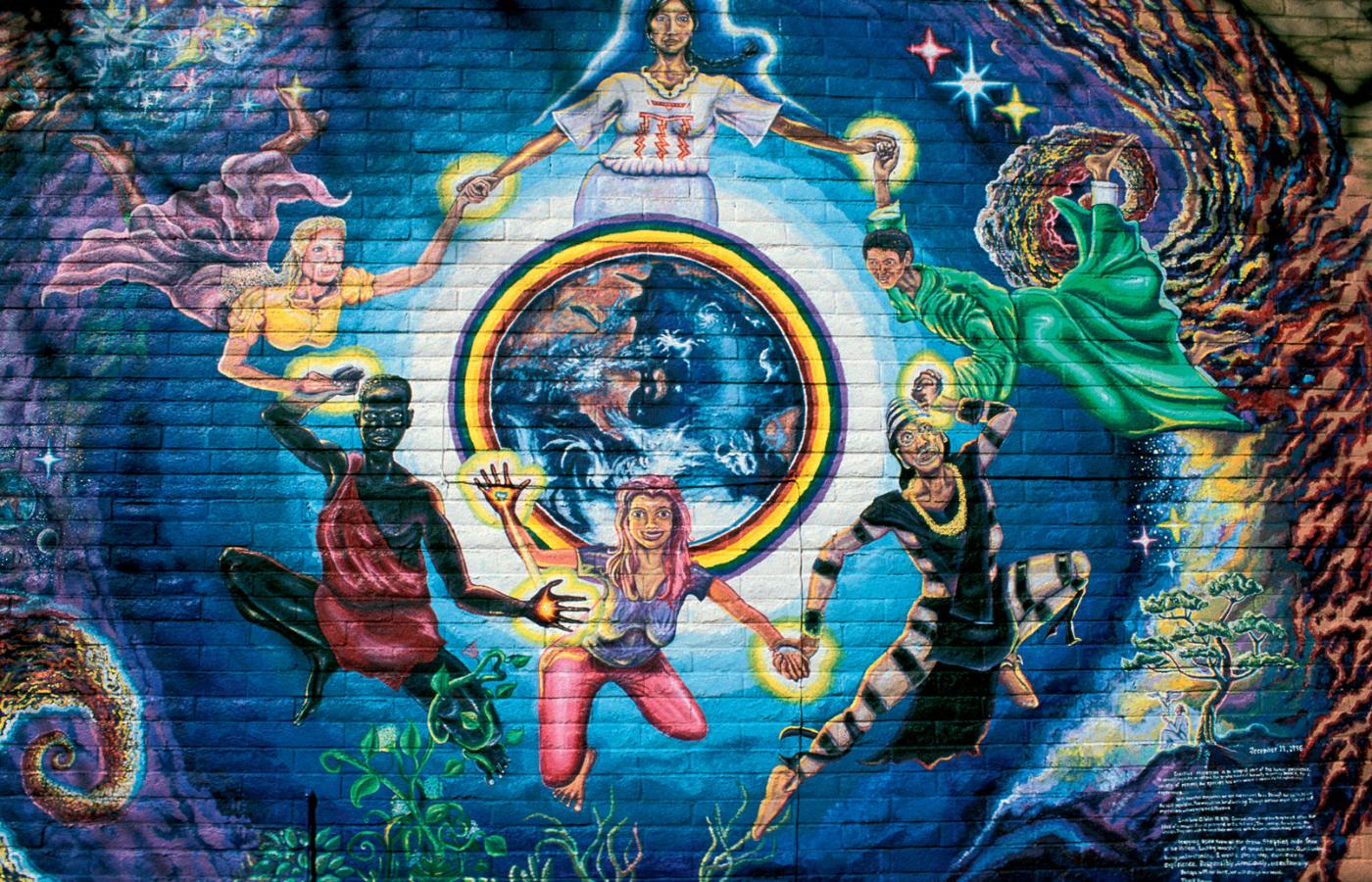 Współczesny mural w Sedonie, w Arizonie, popularnym miejscu kultu New Age.