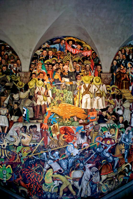 Diego Rivera, fragment muralu o historii Meksyku.