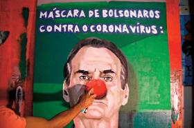 „Maska bolsonarystów przeciw koronawirusowi”.