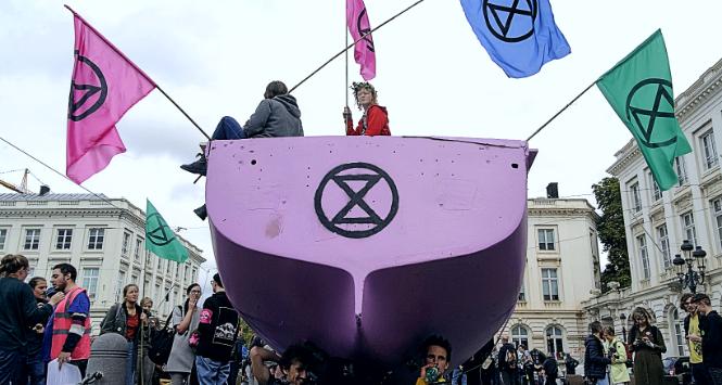 Demonstracja Extinction Rebellion w Brukseli, październik 2019 r.