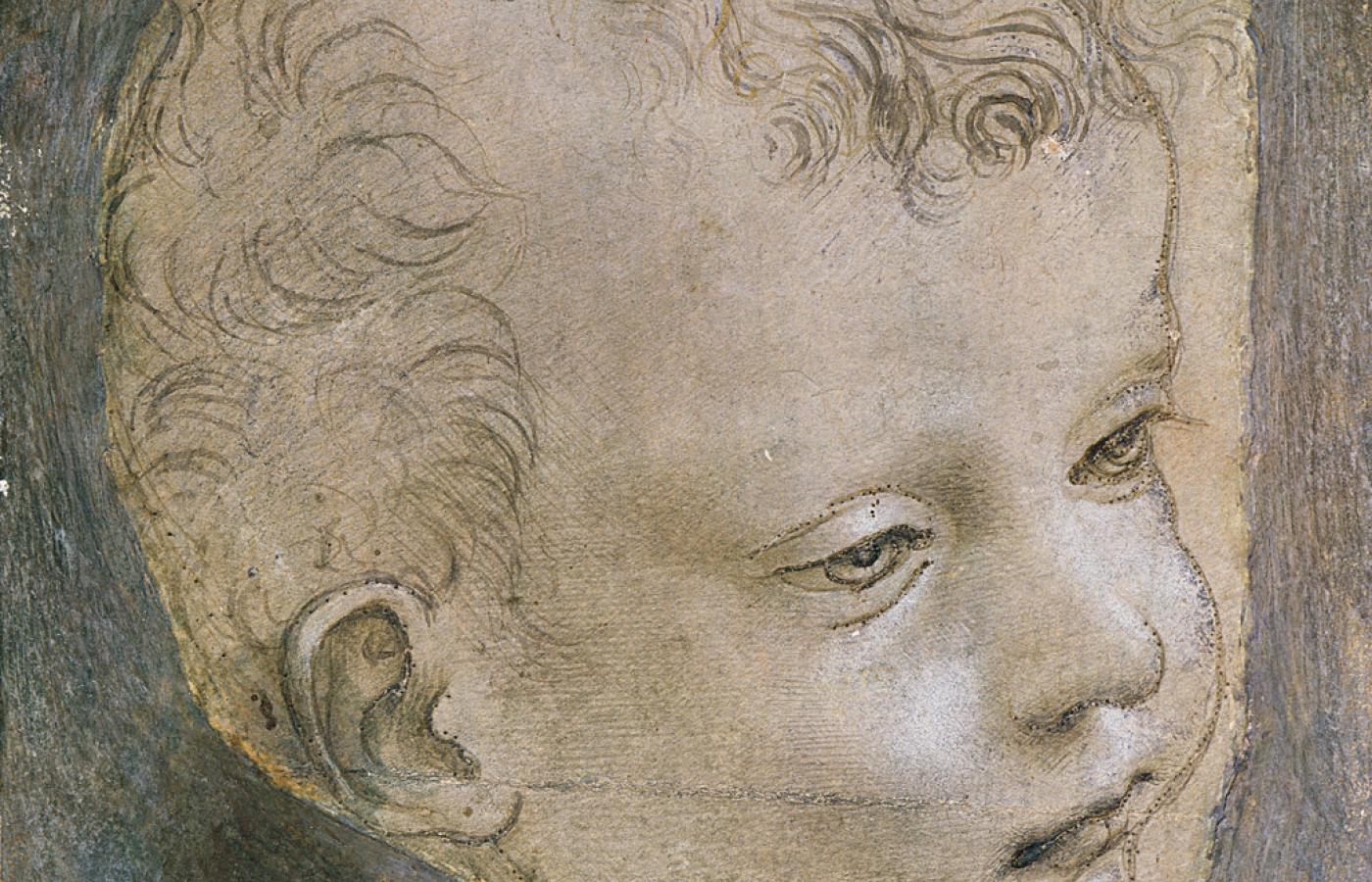 Leonardo da Vinci, „Głowa dziecka”, rysunek.