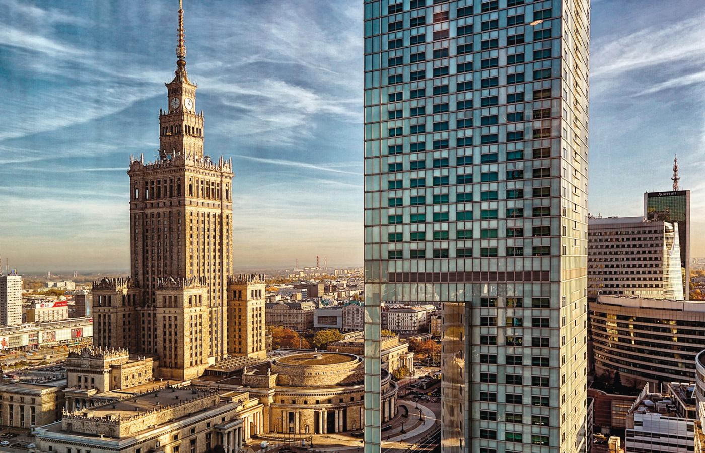 Warszawa: Widok na Pałac Kultury i Nauki.