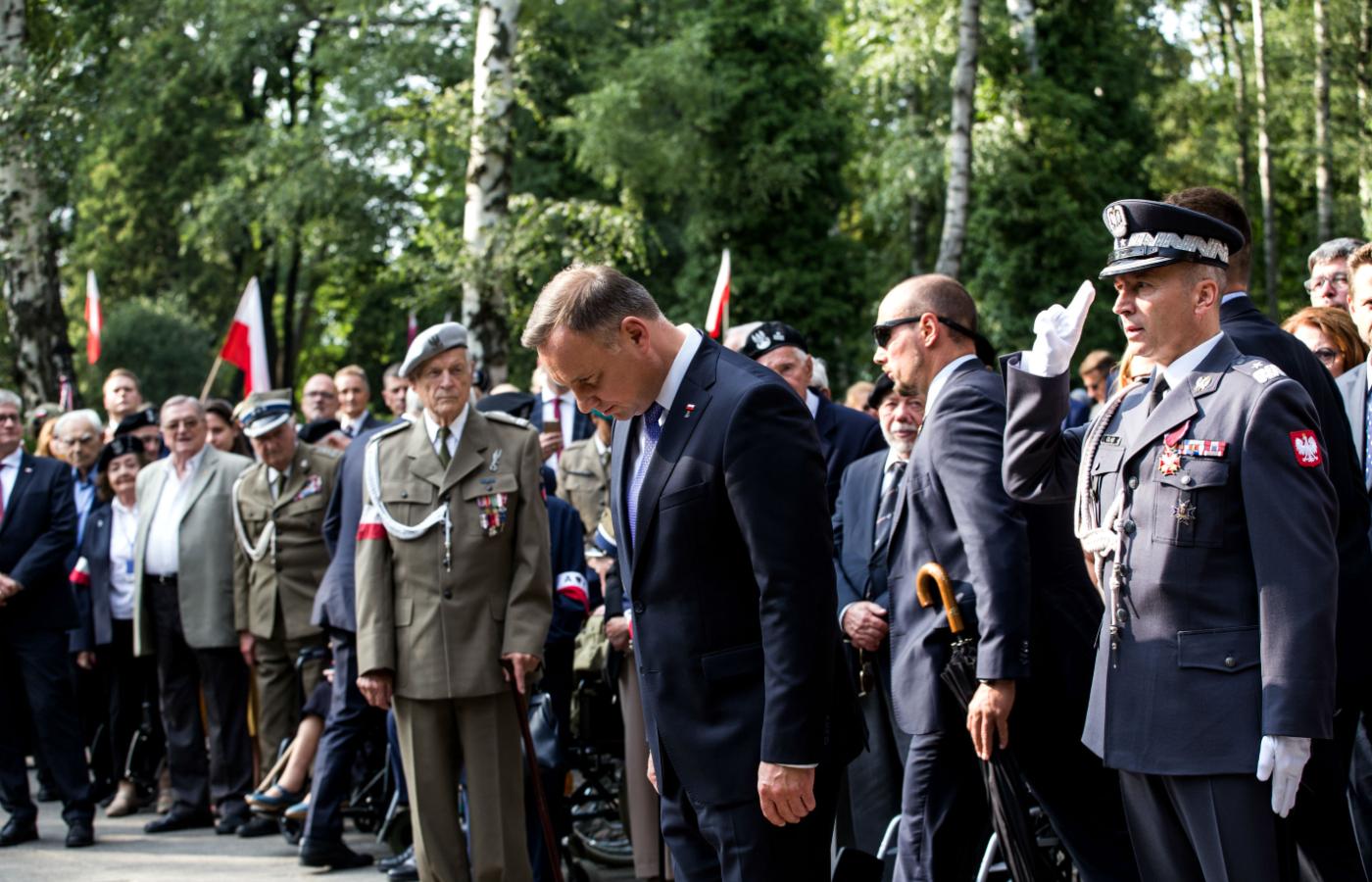 Prezydent Andrzej Duda podczas uroczystości z okazji 75. rocznicy wybuchu powstania warszawskiego