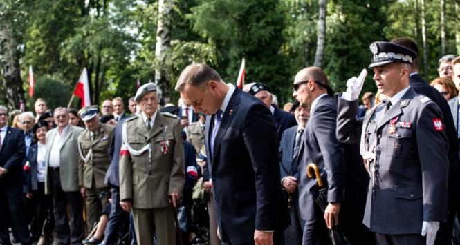 Prezydent Andrzej Duda podczas uroczystości z okazji 75. rocznicy wybuchu powstania warszawskiego