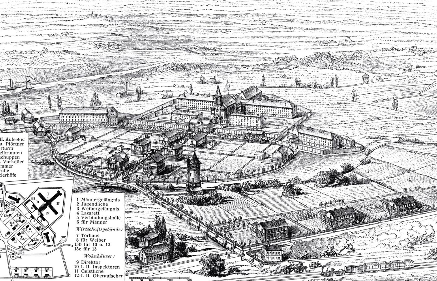 Więzienie we Wronkach na rysunku z 1900 r.