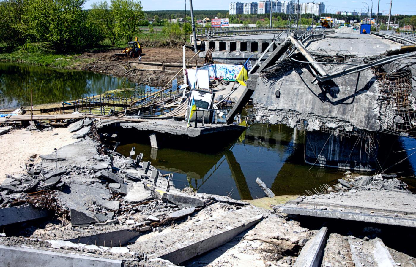Zniszczony most w podkijowskim Irpieniu, 10 maja 2022 r.