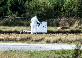 Jeden z rosyjskich dronów spadł w pobliżu miejscowości Mniszków, 10 września 2025 r.