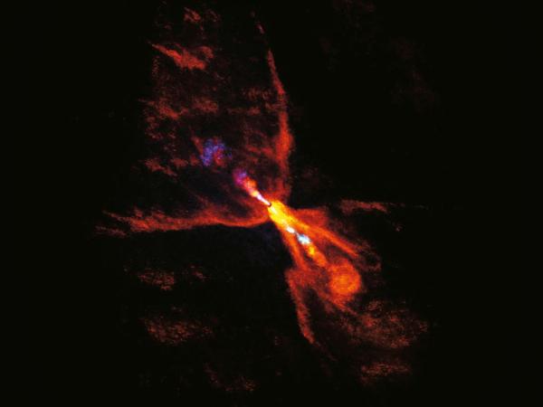 HOPS-315, młoda gwiazda, w której astronomowie zaobserwowali dowody na najwcześniejsze etapy formowania się planet. Obraz wykonany za pomocą interferometru ALMA.