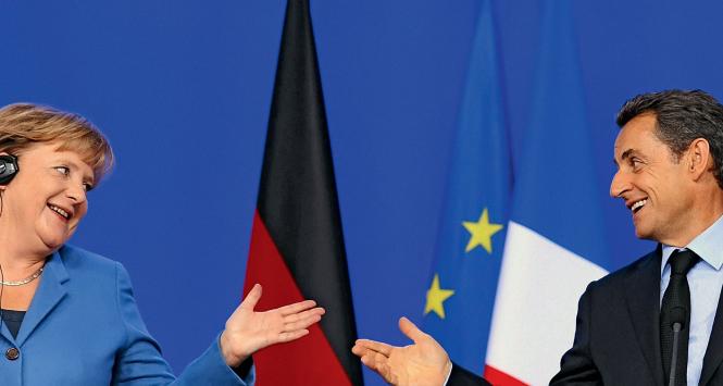 Angela Merkel i Nicolas Sarkozy na szczycie UE w Brukseli, październik 2011 r.