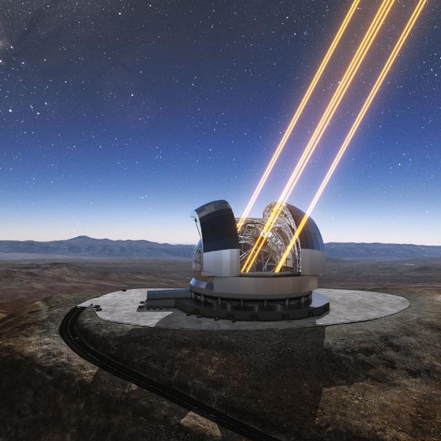 Pierwsze światło (w astronomii termin ten oznacza pierwsze użycie) ELT zaplanowano na 2028 r. Wizja artysty.