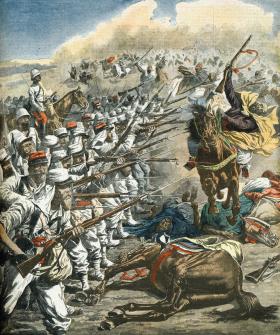 Lagia Cudzoziemska podczas walk w Maroku, prasowa ilustracja z 1907 r.