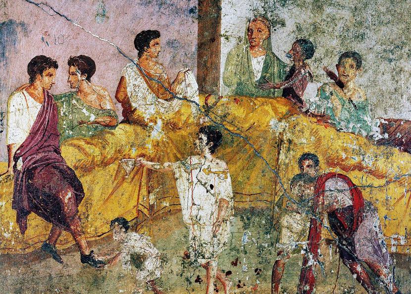 Uczta na fresku z Pompejów