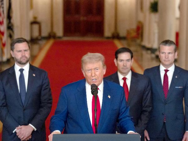 Donald Trump wygłasza przemówienie do narodu po ataku USA na Iran, 21 czerwca 2025 r,