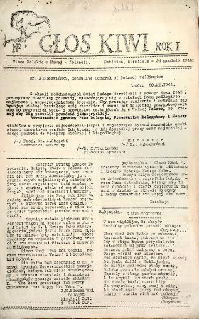 Strona tytułowa pisma polonijnego „Głos Kiwi” – Nowa Zelandia