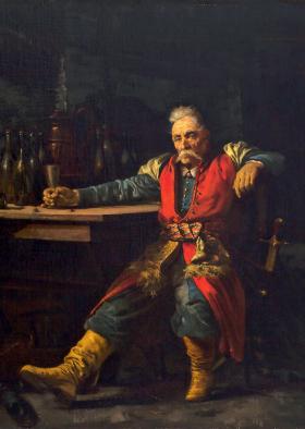Szlachcic przy miodzie; obraz Wacława Koniuszki, 1881 r.