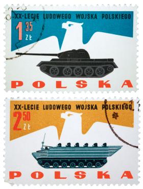 Znaczki wydane z okazji 20-lecia ludowego Wojska Polskiego