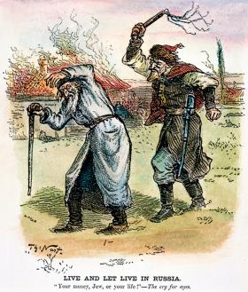 Pogrom w Rosji; rysunek z prasy, XIX w.