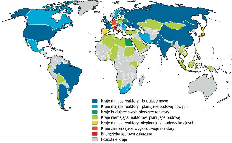 Energetyka jądrowa na świecie (stan w 2014 r.). Polska trafiła obecnie do kategorii krajów, które planują budowę elektrowni jądrowej.