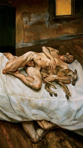 Lucian Freud - 'Letni poranek - osiem nóg', 1997 r.