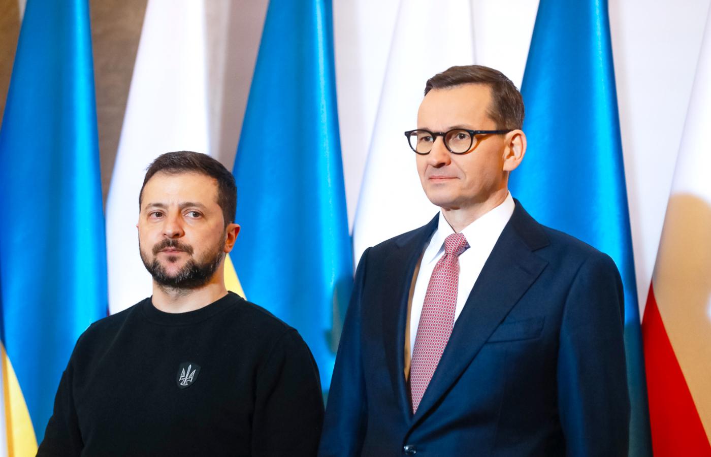 Prezydent Ukrainy Wołodymyr Zełenski i premier Mateusz Morawiecki. Warszawa, 5 kwietnia 2023 r.