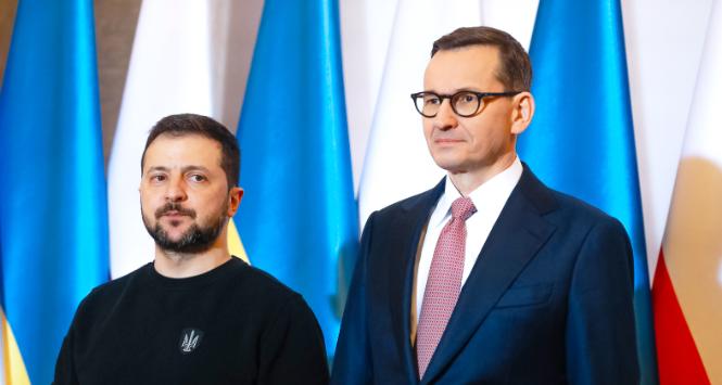 Prezydent Ukrainy Wołodymyr Zełenski i premier Mateusz Morawiecki. Warszawa, 5 kwietnia 2023 r.