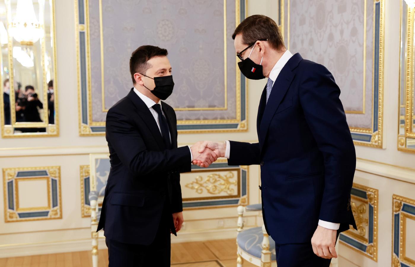 Spotkanie premiera Mateusza Morawieckiego z prezydentem Ukrainy Wołodymirem Zełenskim. Kijów, 1 lutego 2022 r.