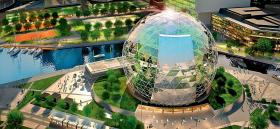 Projekt szklarni, w której uprawy rosną pionowo, co pozwala na oszczędność miejsca w zatłoczonym mieście.