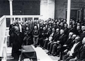 Odczyt publiczny na Uniwersytecie Lwowskim, ok. 1910 r.