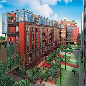 Wrocław, przeprojektowana na lofty stara destylarnia i magazyn win braci Wolf (wizualizacja).