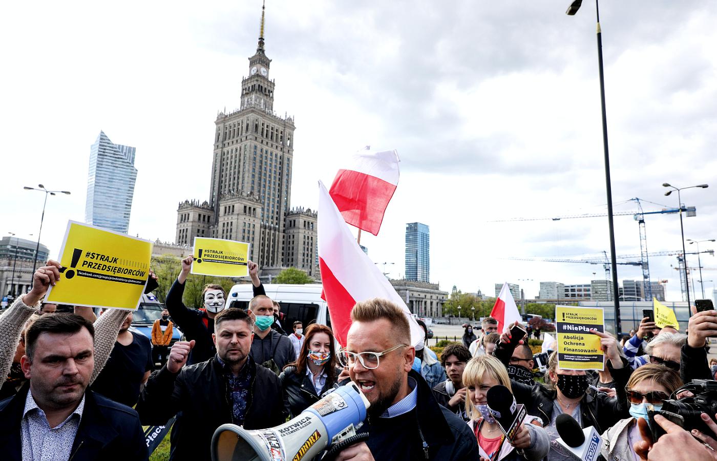 Paweł Tanajno na czele Strajku przedsiębiorców w Warszawie