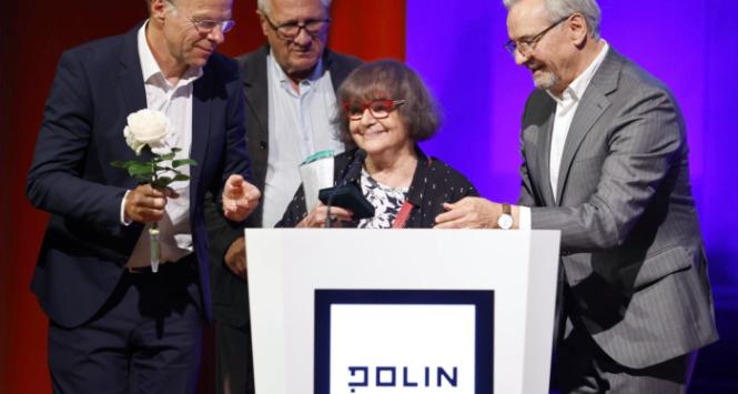 Piotr Zmelonek, Wiesław Władyka, Hanna Krall i Jerzy Baczyński w Muzeum POLIN, 25 czerwca 2026 r.