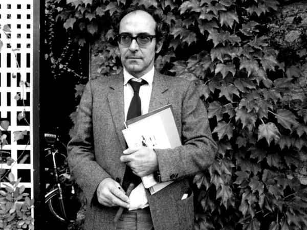 Jean-Luc Godard. Zdjęcie z 1993 r.