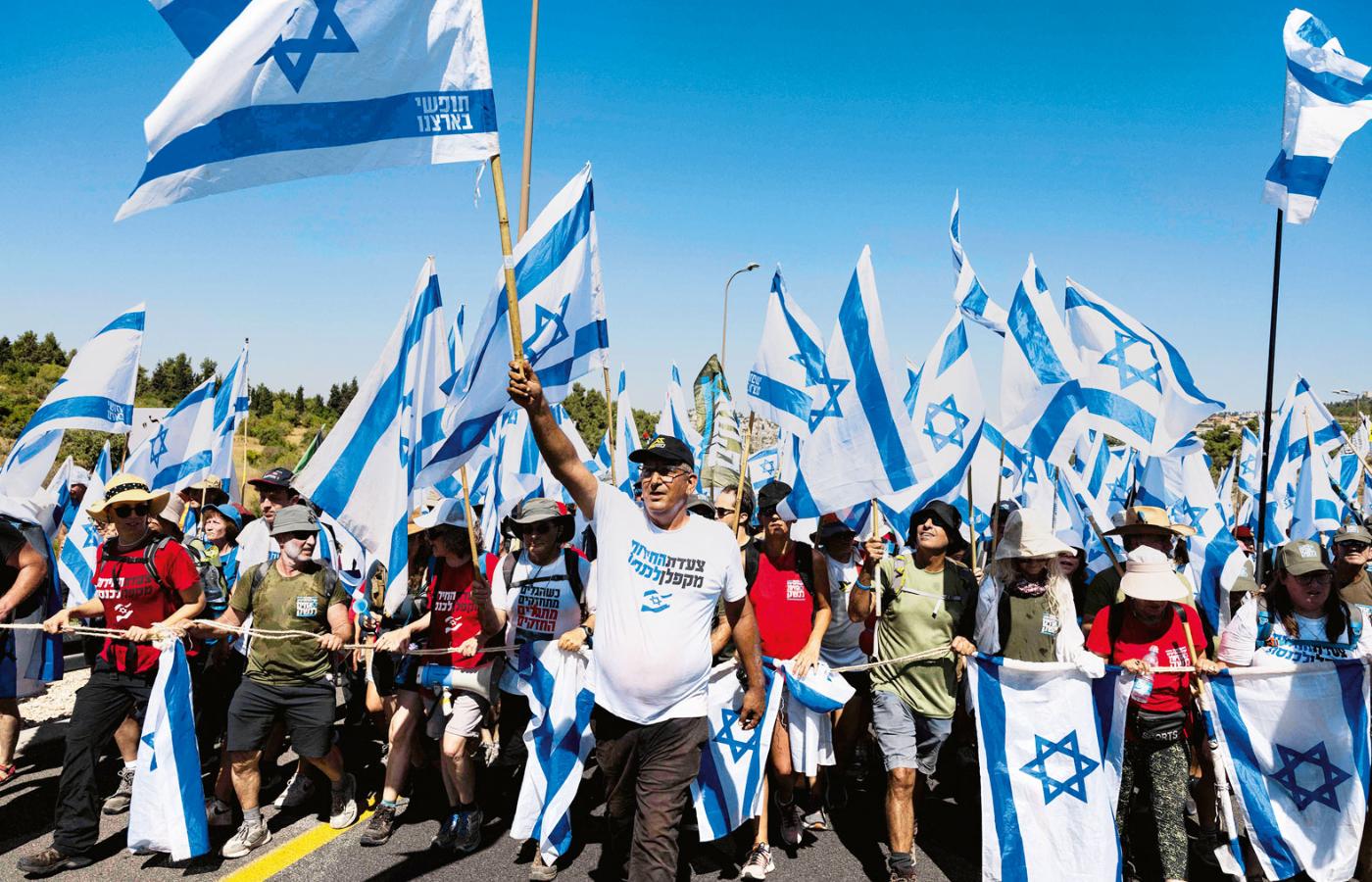 Marsz w obronie demokracji z Tel Awiwu do Jerozolimy.