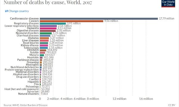 Przyczyny zgonów na świecie 2017