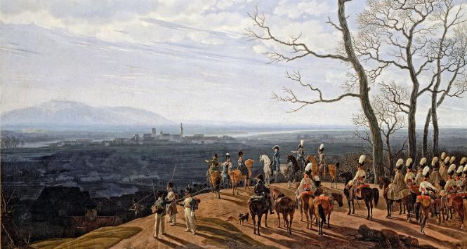Oblężenie Koźla w 1807 r. przez wojska napoleońskie; obraz Wilhelma Kobella z XIX w.