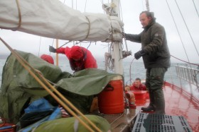 Tym razem „taksówkę” zamówili niemieccy turyści. Ciężko znosili podróż, ale na przygotowane przez kapitana racuchy nie narzekali.