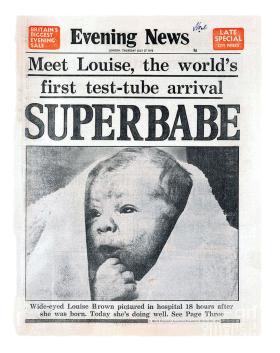 Superdziecko – okładka „Evening News”, Londyn, 27 lipca 1978 r.