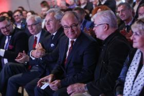 Aleksander Kwaśniewski, Włodzimierz Czarzasty i Włodzimierz Cimoszewicz na Konwencji Wyborczej SLD Lewica Razem, Warszawa 2018.