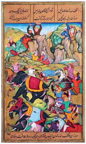 Walki Timura z sułtanem Delhi, ilustracja z końca XVI w.